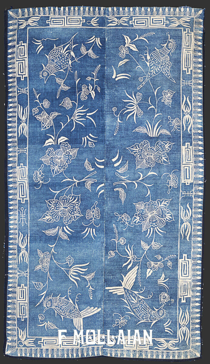 Blue Indonesian Cotton textile with Decò Design (153x85 cm)